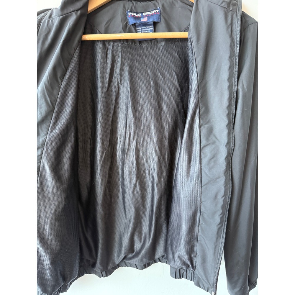 Polo Sport Ralph Lauren Vintage Black Windbreaker Jacket Hooded Womens Medium - Picture 3 of 8